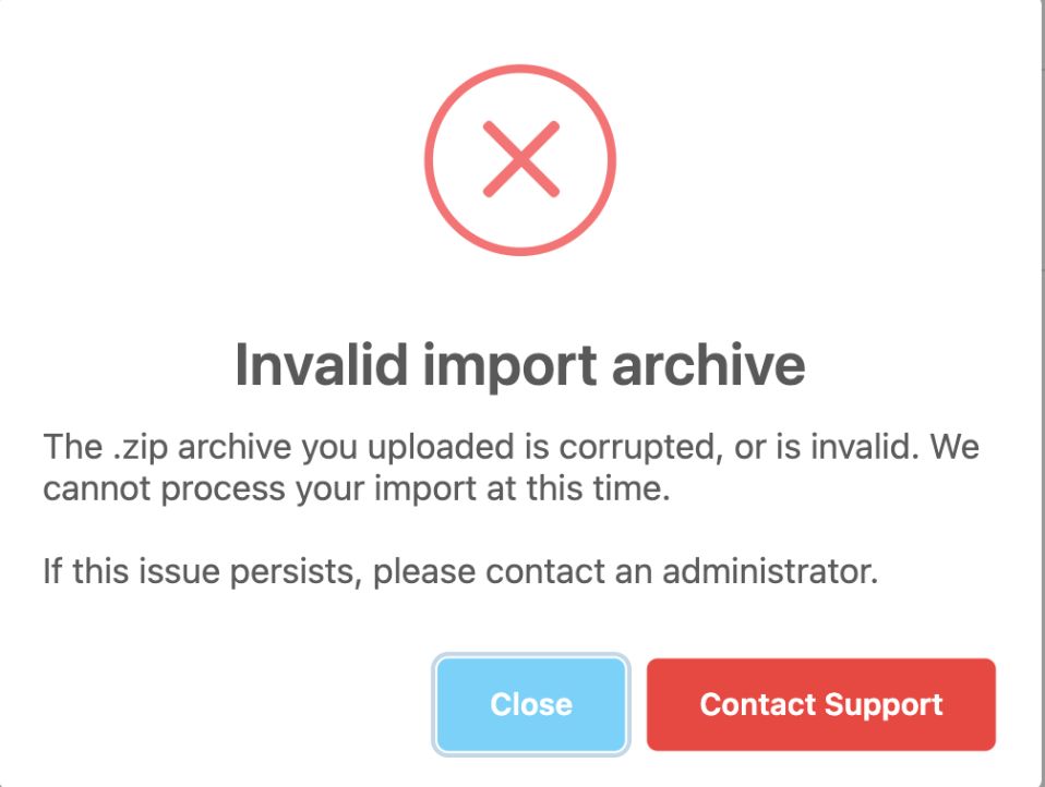 A warning about an invalid archive.