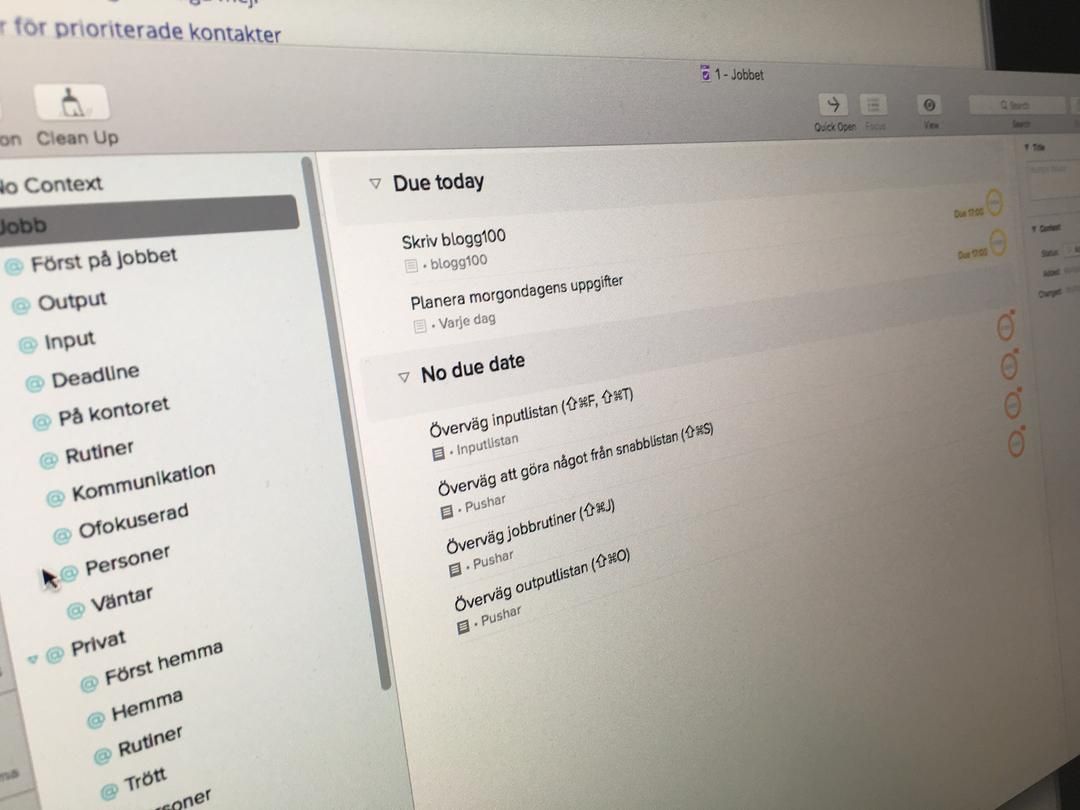 Skärmdump av OmniFocus.